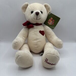 Vintage Harrod's Poseable Teddy Bear Heart Valentine Plush Toy Stuffed Tags